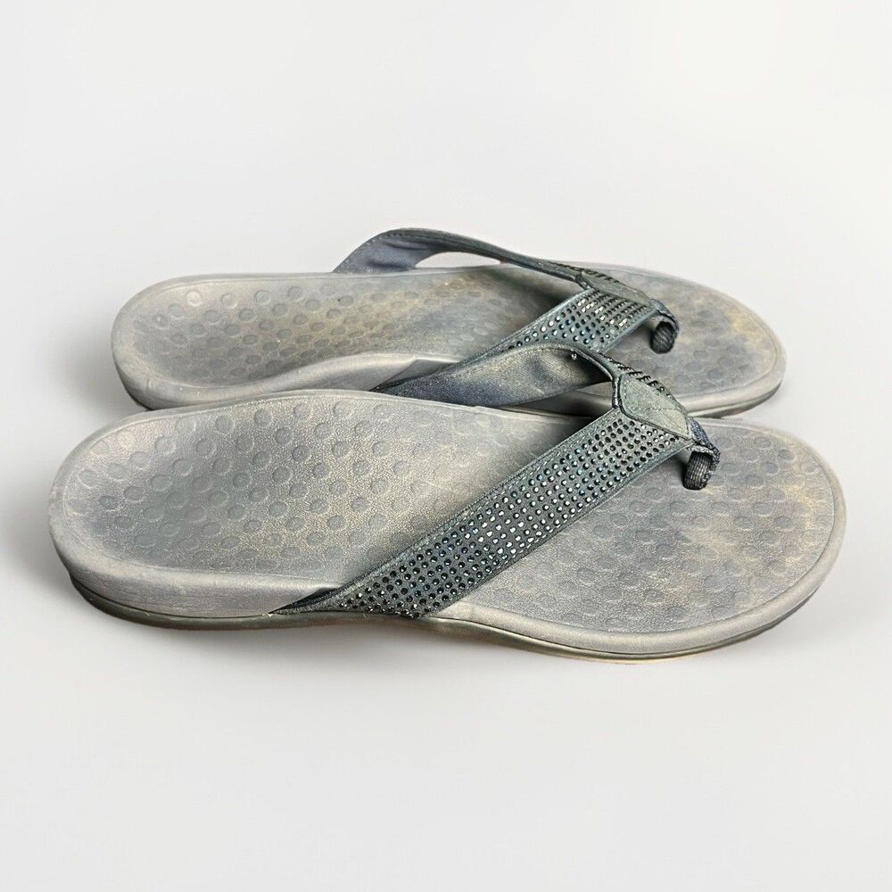 Vionic Tiders Navy Studded Flip Flops Women's Size 8‎